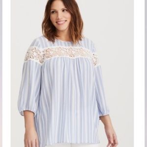 NWT Torrid 2X Lace 3/4 Sleeve Blouse